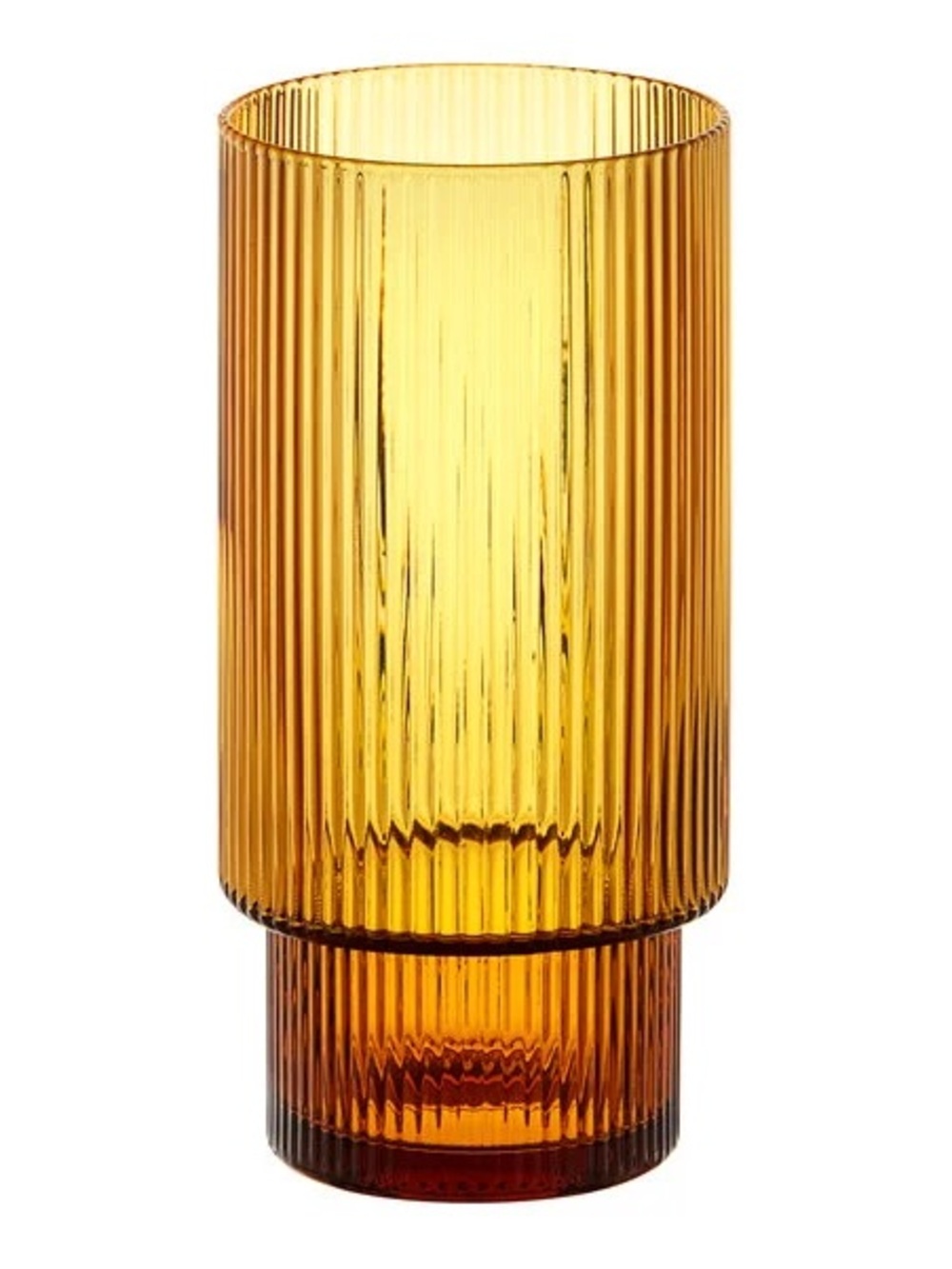 Pottery Barn Amber Ribbed Carousel Highball Glasses x4 - Picture 6 of 12